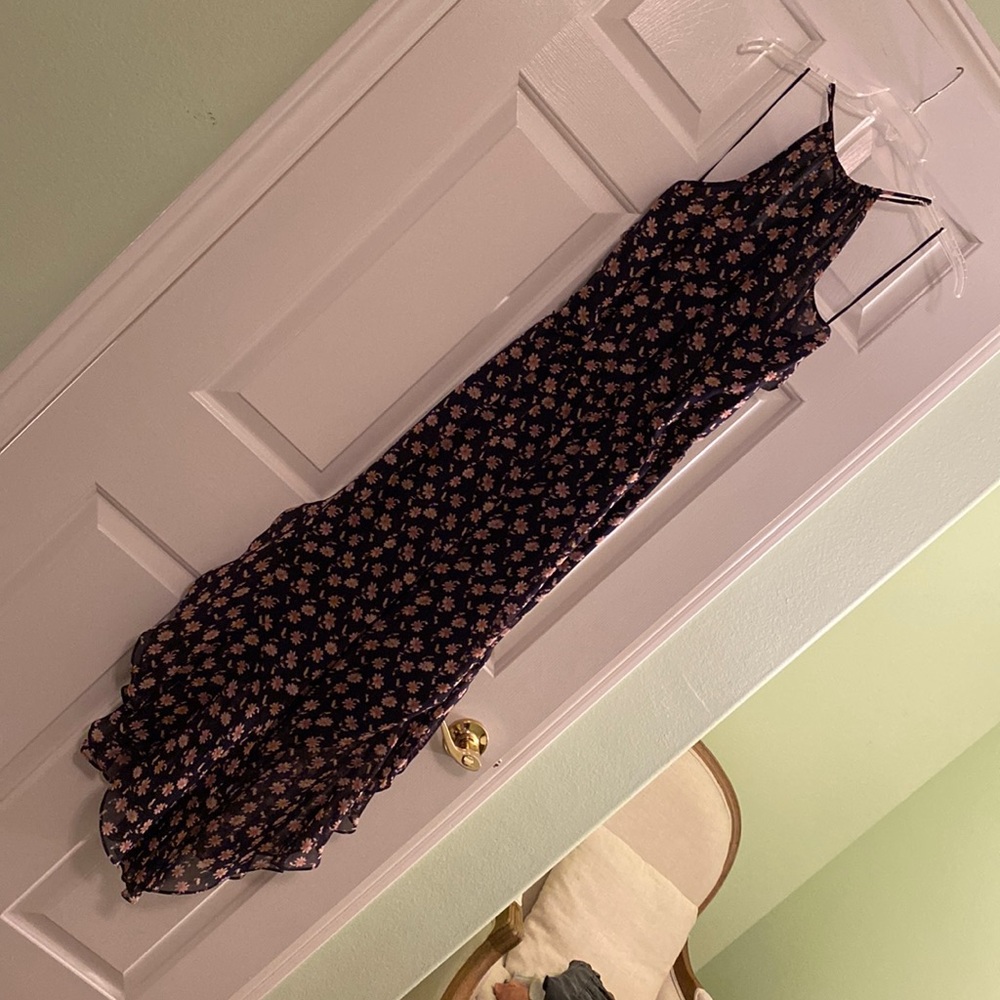 Joie navy and pink floral jumpsuit